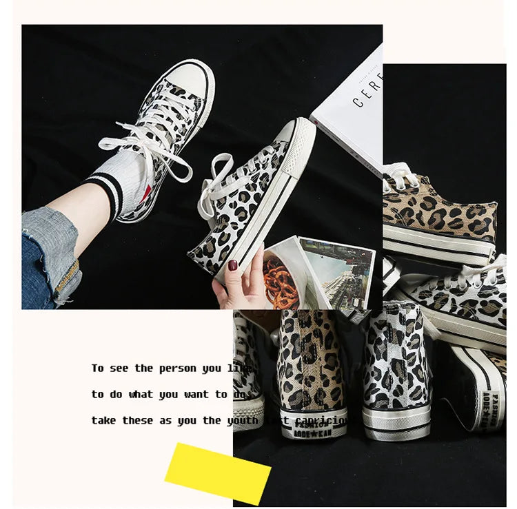 Fashion Sneakers Leopard Women Canvas Shoes Harajuku Classics Vulcanize Shoes Woman New Skateboard Shoes Ladies Loafers Casual