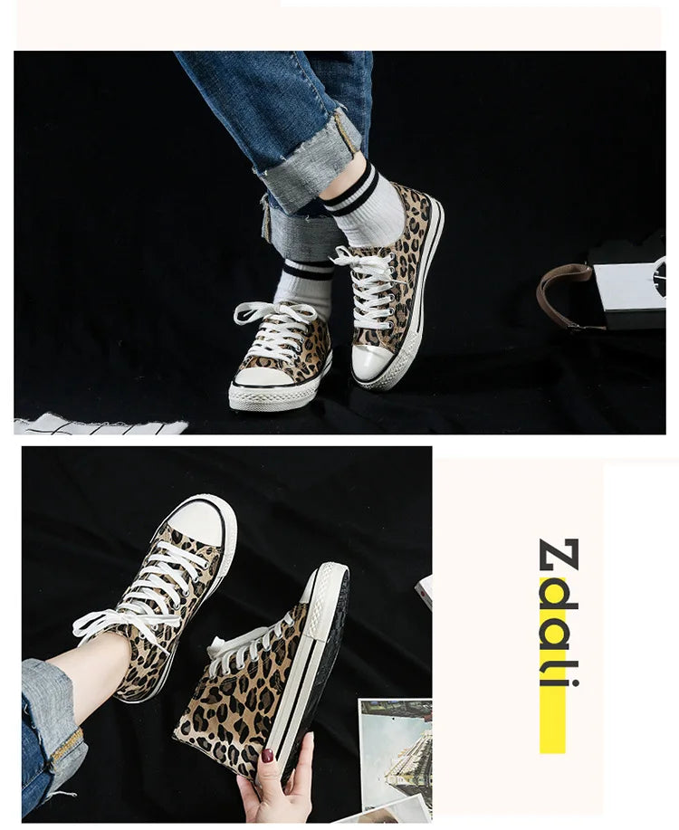 Fashion Sneakers Leopard Women Canvas Shoes Harajuku Classics Vulcanize Shoes Woman New Skateboard Shoes Ladies Loafers Casual