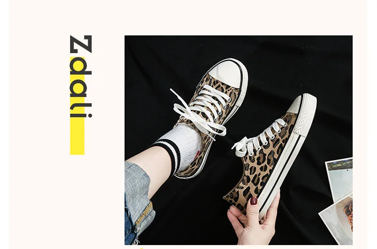 Fashion Sneakers Leopard Women Canvas Shoes Harajuku Classics Vulcanize Shoes Woman New Skateboard Shoes Ladies Loafers Casual