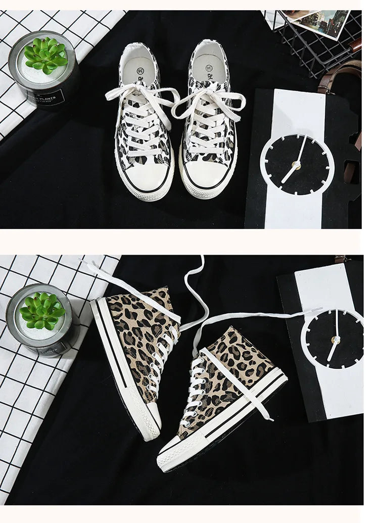 Fashion Sneakers Leopard Women Canvas Shoes Harajuku Classics Vulcanize Shoes Woman New Skateboard Shoes Ladies Loafers Casual