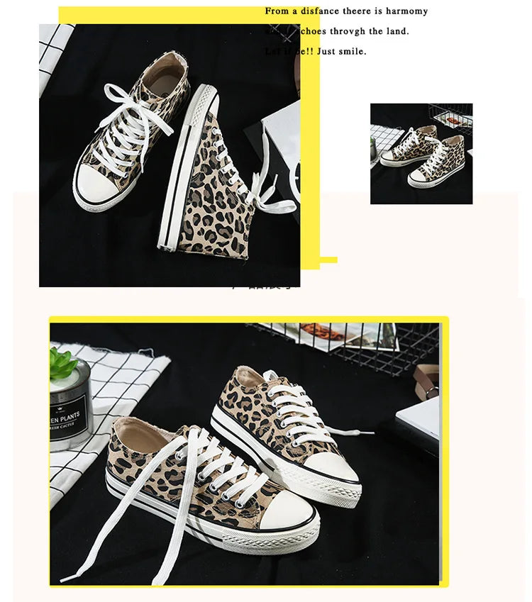 Fashion Sneakers Leopard Women Canvas Shoes Harajuku Classics Vulcanize Shoes Woman New Skateboard Shoes Ladies Loafers Casual