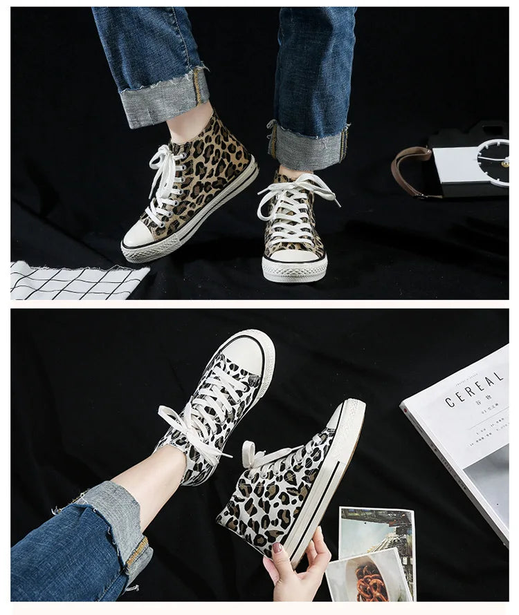 Fashion Sneakers Leopard Women Canvas Shoes Harajuku Classics Vulcanize Shoes Woman New Skateboard Shoes Ladies Loafers Casual