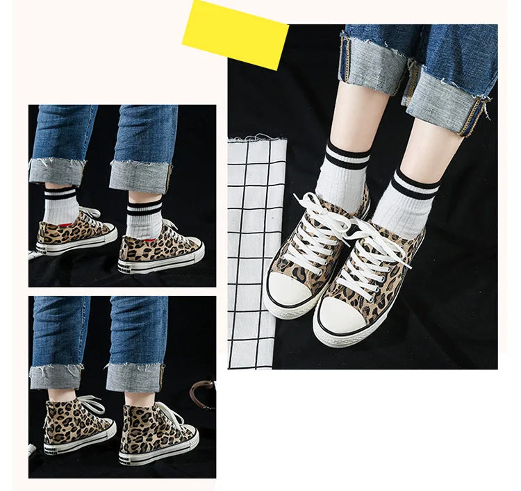 Fashion Sneakers Leopard Women Canvas Shoes Harajuku Classics Vulcanize Shoes Woman New Skateboard Shoes Ladies Loafers Casual