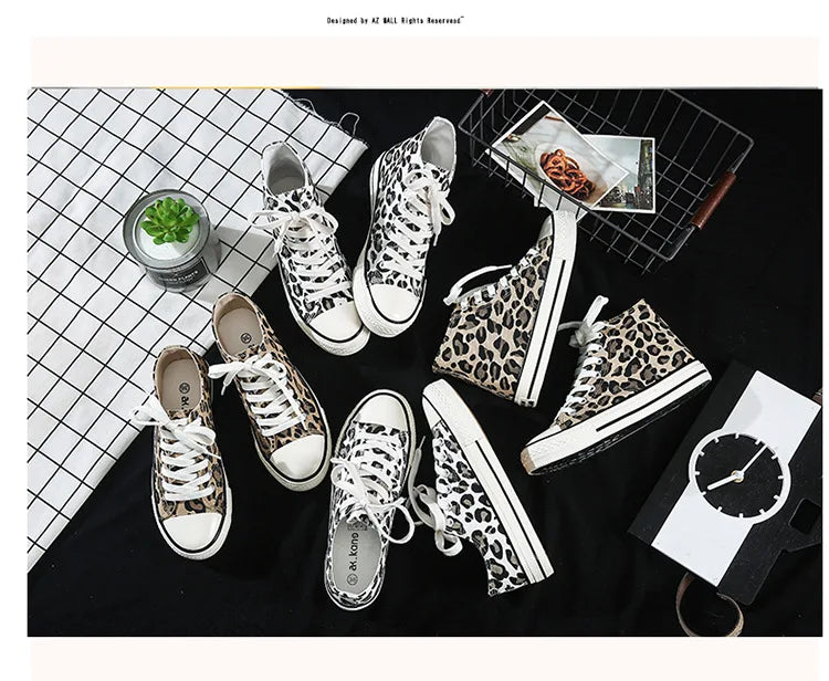 Fashion Sneakers Leopard Women Canvas Shoes Harajuku Classics Vulcanize Shoes Woman New Skateboard Shoes Ladies Loafers Casual