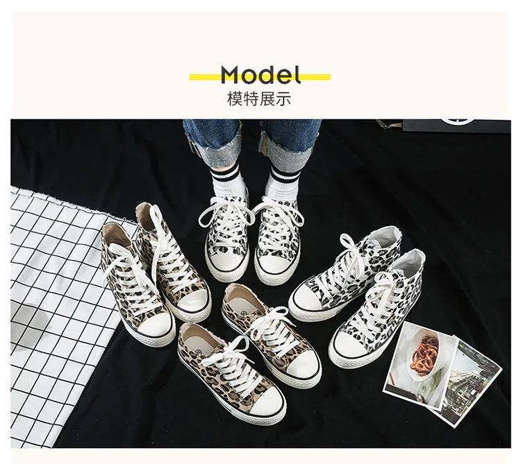 Fashion Sneakers Leopard Women Canvas Shoes Harajuku Classics Vulcanize Shoes Woman New Skateboard Shoes Ladies Loafers Casual