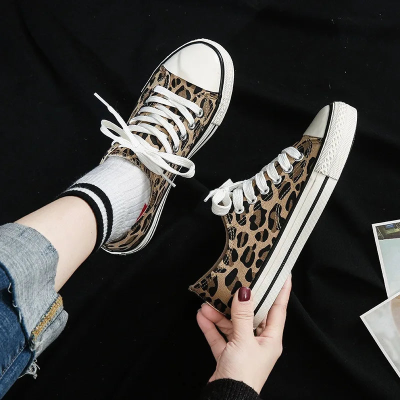 Fashion Sneakers Leopard Women Canvas Shoes Harajuku Classics Vulcanize Shoes Woman New Skateboard Shoes Ladies Loafers Casual