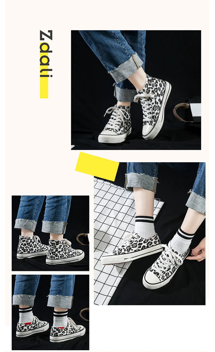 Fashion Sneakers Leopard Women Canvas Shoes Harajuku Classics Vulcanize Shoes Woman New Skateboard Shoes Ladies Loafers Casual