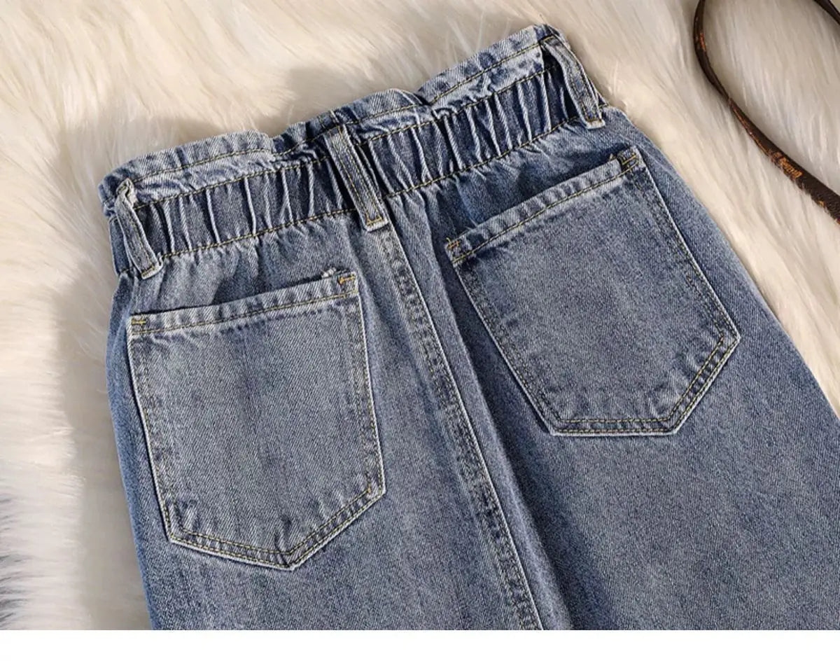 Fashion Denim Skirt Women's Summer High Waist Wrapped Hip Skirts Elastic Female Office Lady Elegant Casual Button Jean Clothing