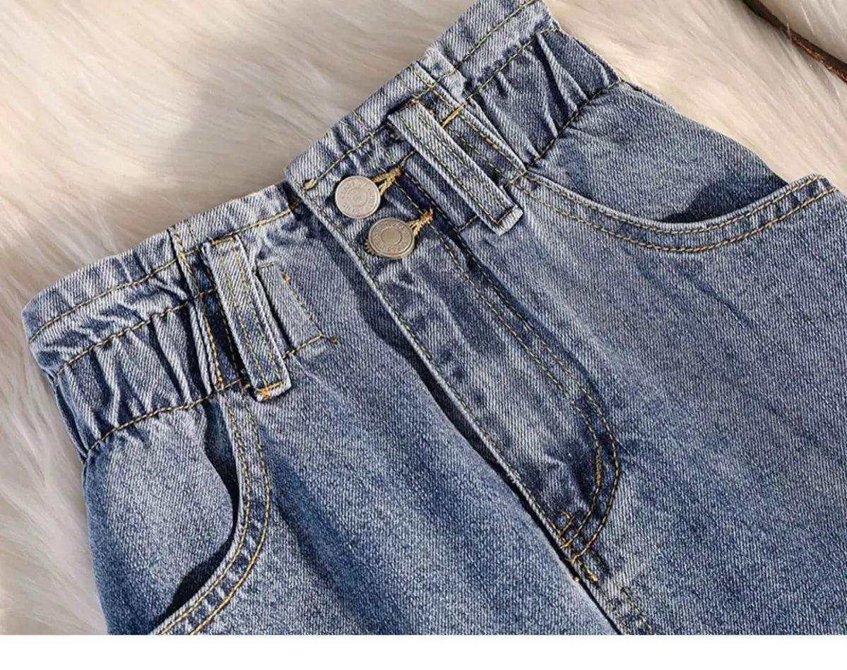 Fashion Denim Skirt Women's Summer High Waist Wrapped Hip Skirts Elastic Female Office Lady Elegant Casual Button Jean Clothing