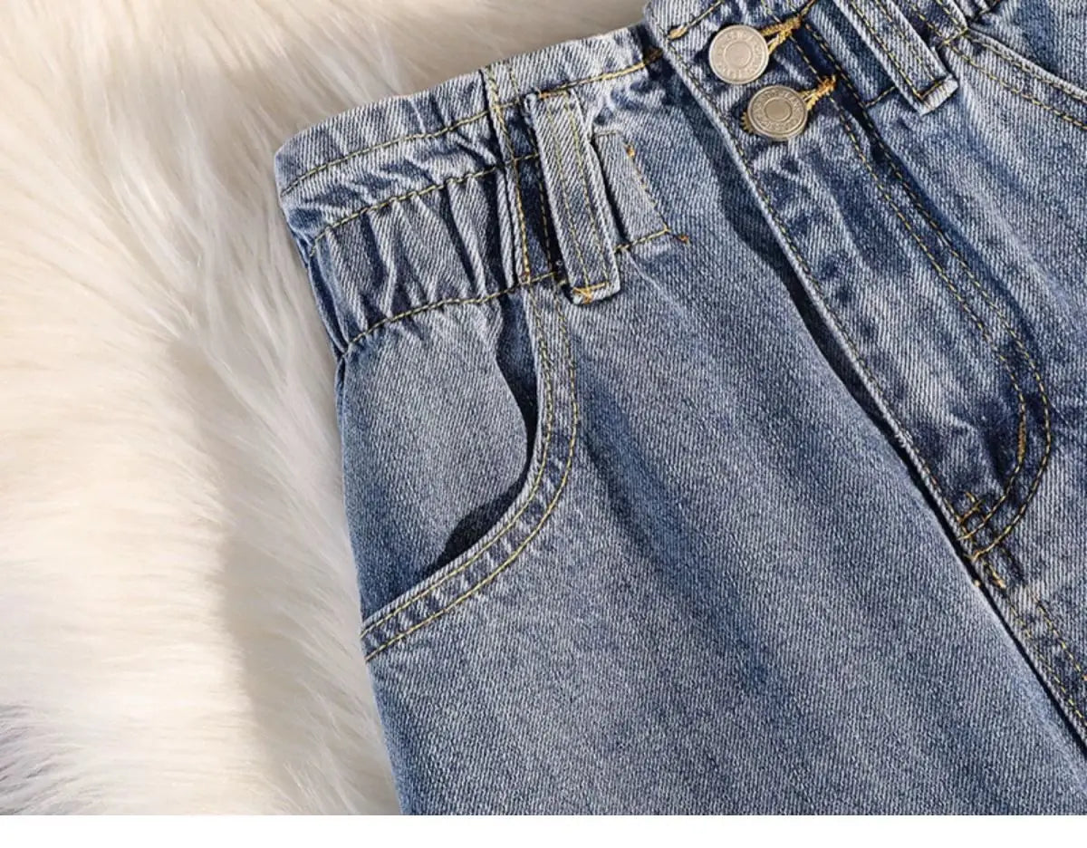 Fashion Denim Skirt Women's Summer High Waist Wrapped Hip Skirts Elastic Female Office Lady Elegant Casual Button Jean Clothing