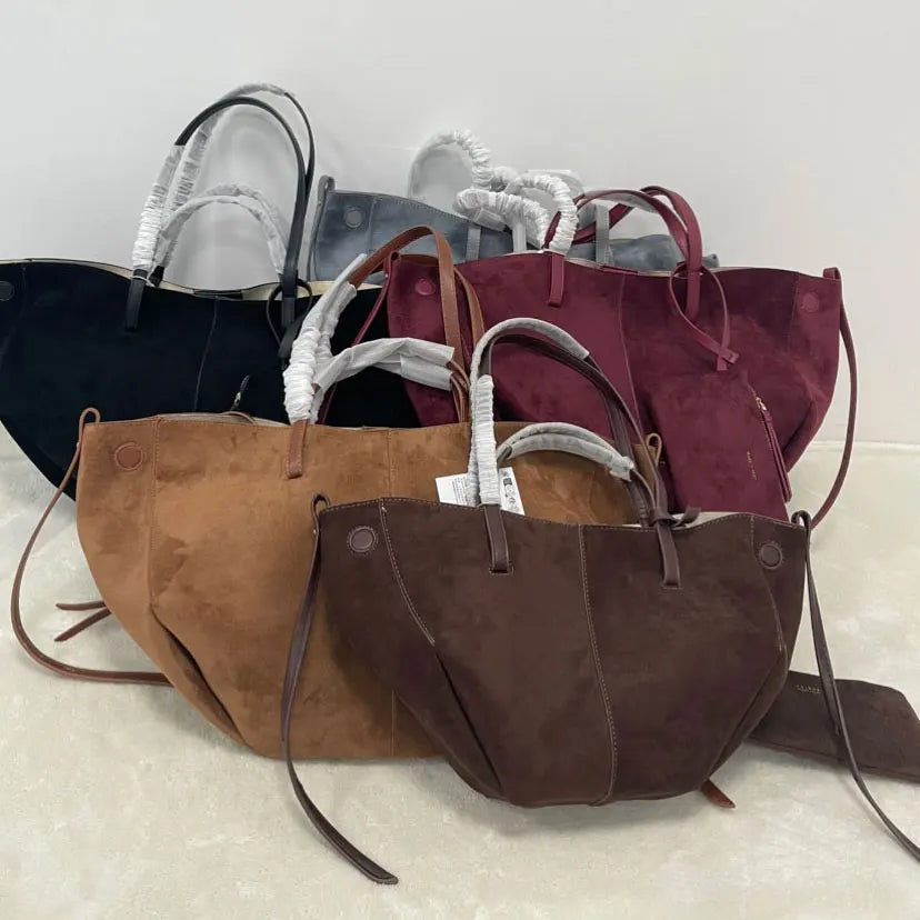 2025 NEW Suede wing bag retro single shoulder armpit bag French modern fashion large capacity commuting tote bag